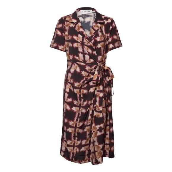 Munthe Dresses & Skirts - Munthe Wrap Dress Apusta V-neckline Short Sleeve Wrap Midi Dress Size 36 Tye Dye